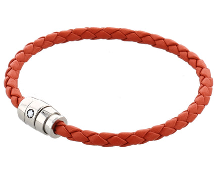 Montblanc Meisterstück Armband Geflochtenes Leder Stainless Steel Cayenne